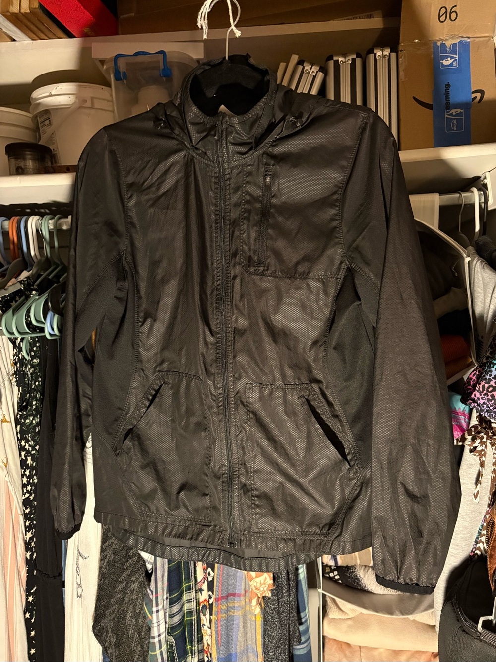 Danskin Black Lightweight Activewear Hooded Windbreaker Jacket